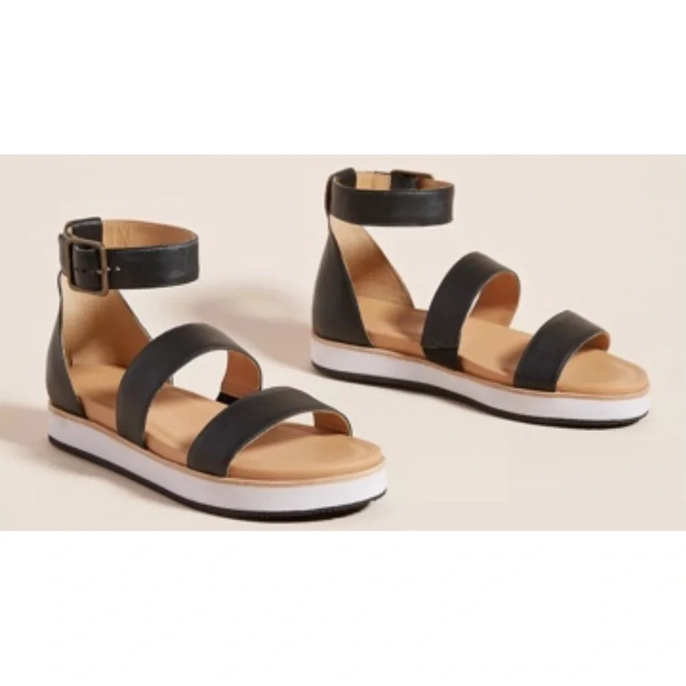 Anthropologie Soludos Cara Black Ankle Strap Sandals NWT Sizes 8, 10 - Picture 1 of 14